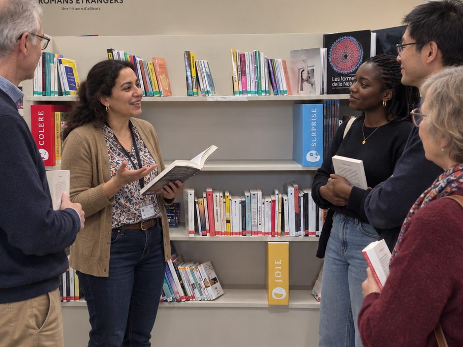 Présentation d’une Bibliothèque des Émotions à un petit groupe de lecteurs